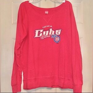 Iowa Cubs Baseball LS Women's Crew Sweatshirt 2XL Pink NWOT Lightweight MiLB